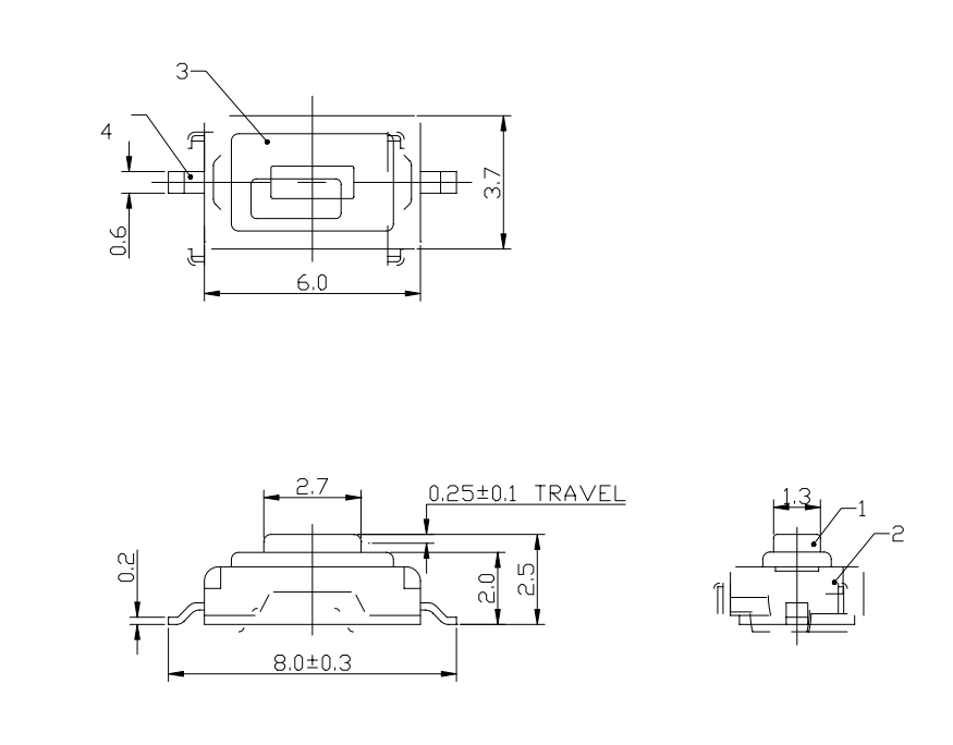 3x6x2.5mm 两脚贴片 规格书